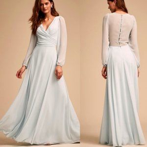 BHLDN x Watters Nova 2 | XS Blue Chiffon Formal Maxi Gown